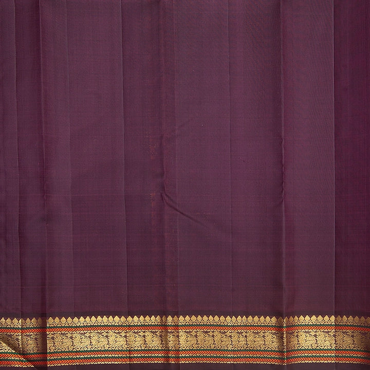 Hayagrivas Handloom Rani Pink Kanjivaram Silk Saree with Plum Purple Border KBF357F2-1