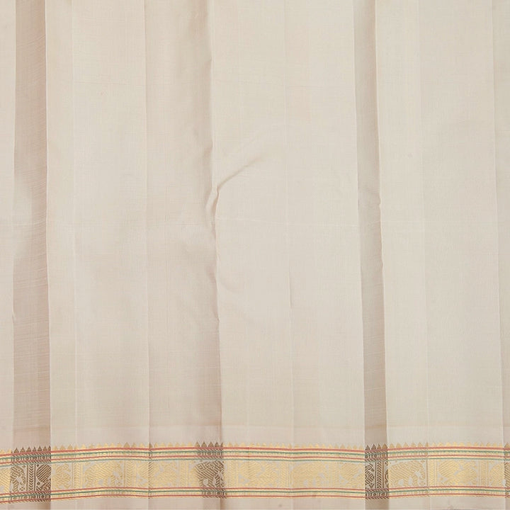 Hayagrivas Handloom Bottle Green Kanjivaram Silk Saree with Half-White Border KBF360F10-1