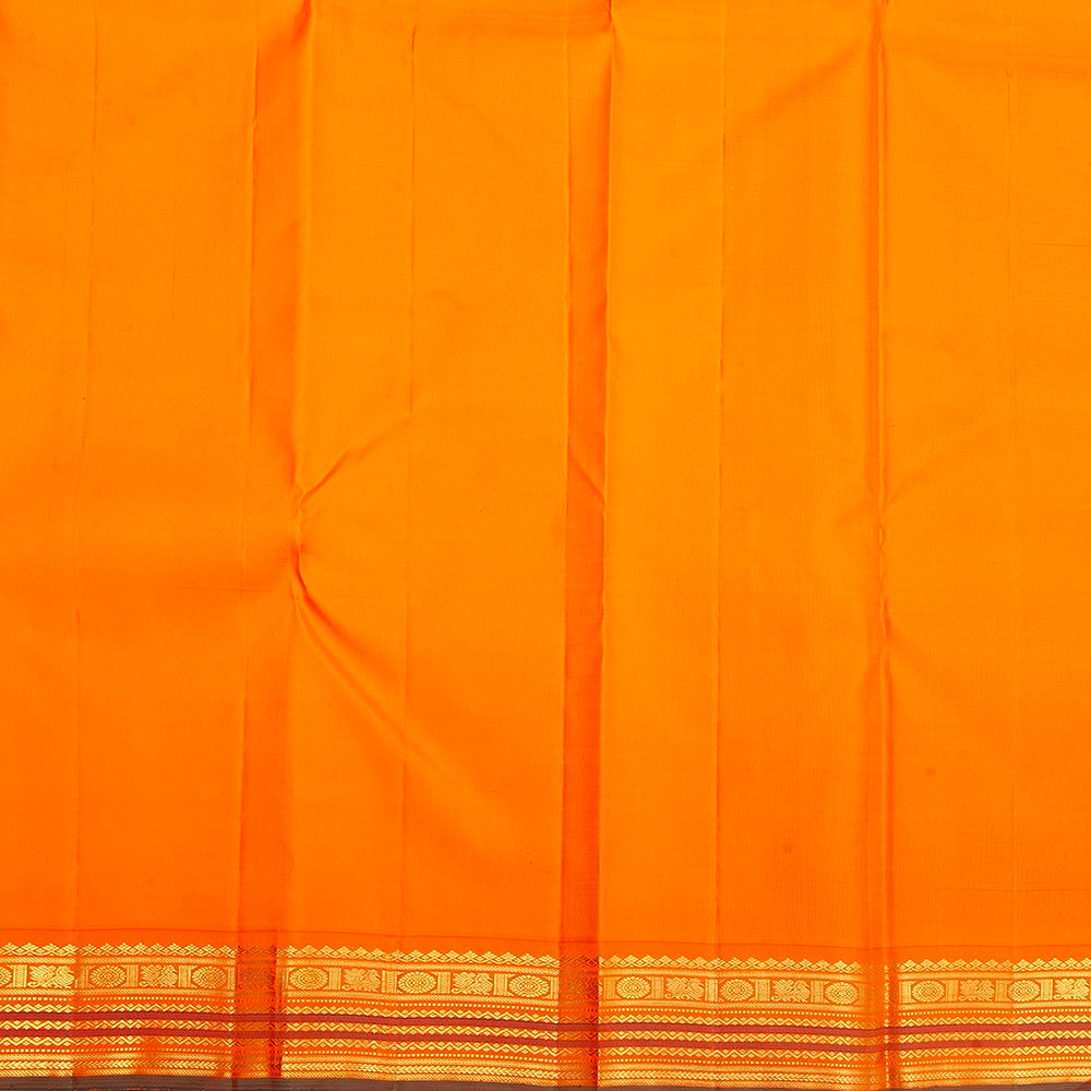 Hayagrivas Handloom MS Blue Kanjivaram Silk Saree with Orange Border KBF356f10-2