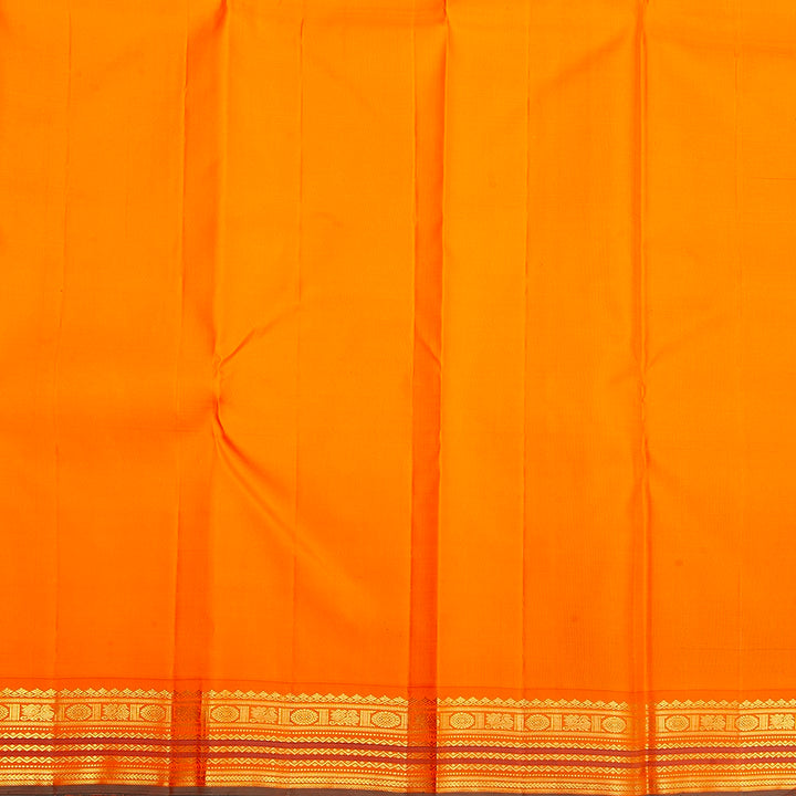Hayagrivas Handloom MS Blue Kanjivaram Silk Saree with Orange Border KBF356f10-2
