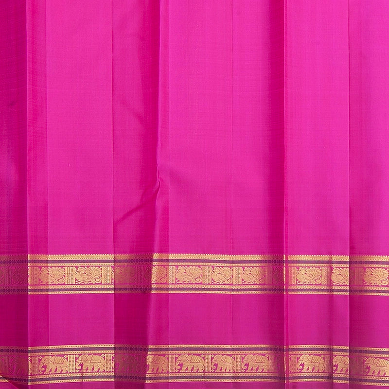 Hayagrivas Handloom Manjal Kanjivaram Silk Saree with Magenta-Pink Border KBF247E9-1