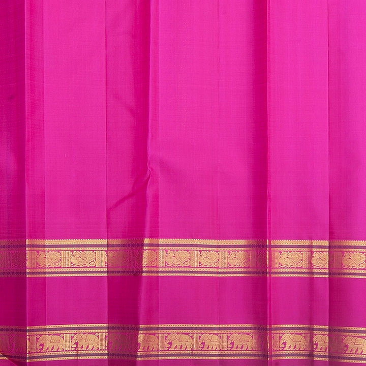 Hayagrivas Handloom Manjal Kanjivaram Silk Saree with Magenta-Pink Border KBF247E9-1