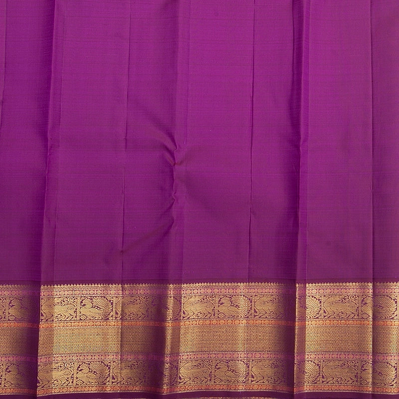 Hayagrivas Handloom Sampanga Yellow Kanjivaram Silk Saree with Purple Border KBF392F1-1