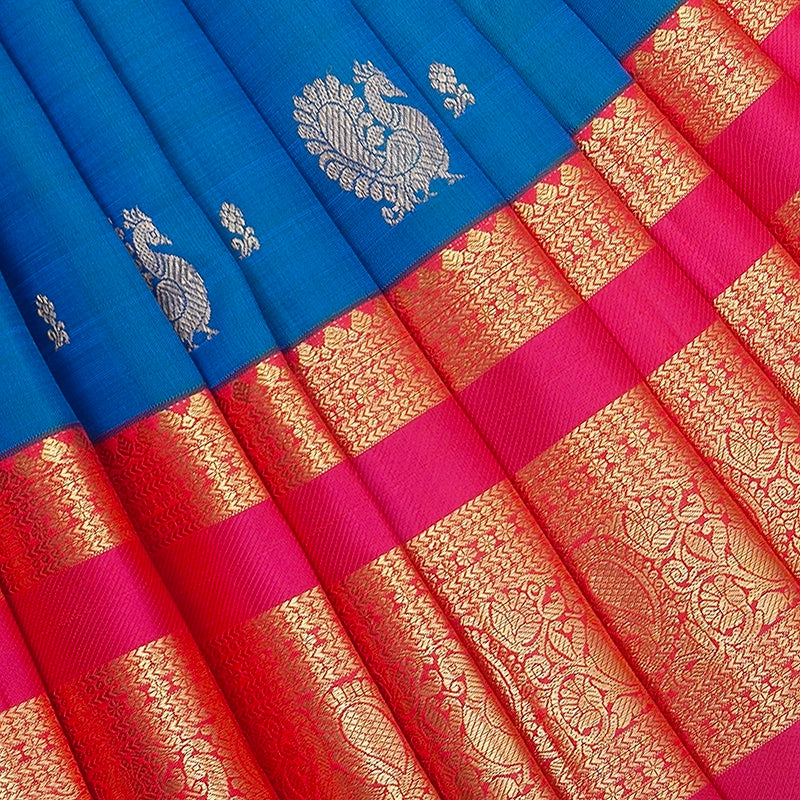 Hayagrivas Handloom Mayilkazhuthu Kanjivaram Silk Saree with Pink Border KBF235E1-1
