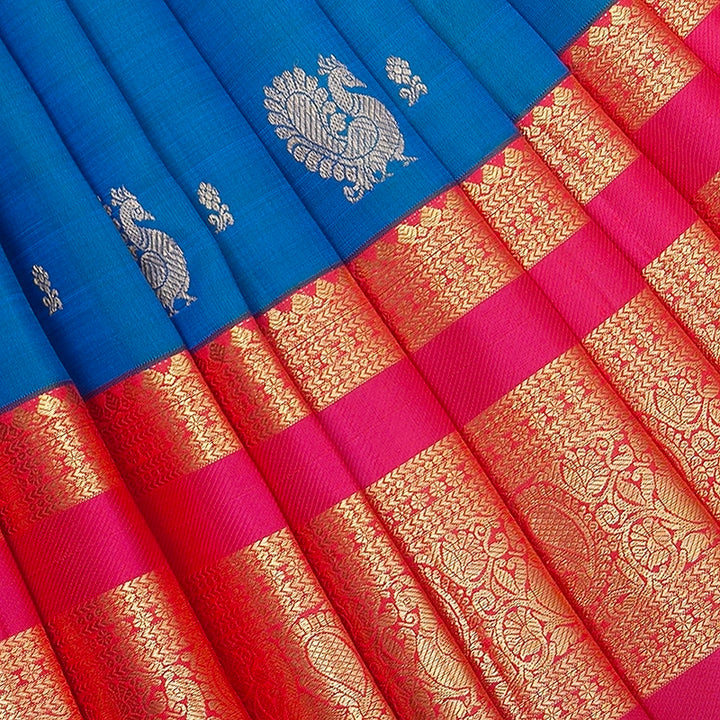 Hayagrivas Handloom Mayilkazhuthu Kanjivaram Silk Saree with Pink Border KBF235E1-1