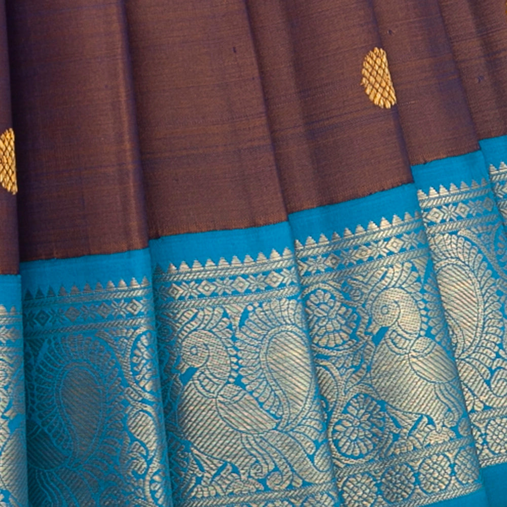 Hayagrivas Handloom Dual Tone (Brown & Purple) Kanjivaram Silk Saree KBF254E3-1