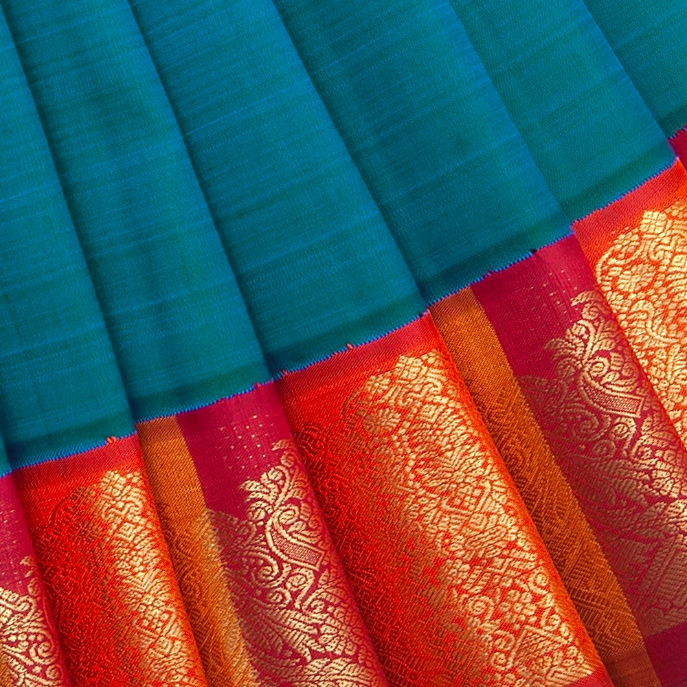 Hayagrivas Handloom Mayilkazhuthu Kanjivaram Silk Saree with Multicolour Border KBF332E7-1