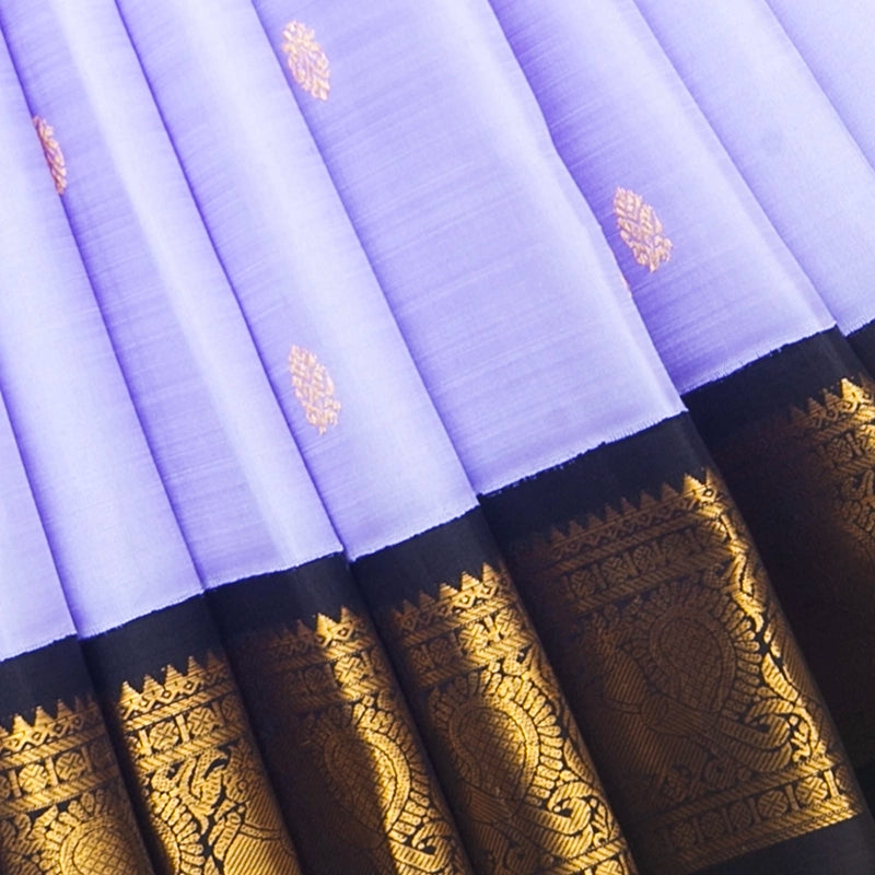 Hayagrivas Handloom Lilac Kanjivaram Silk Saree with Black Border KBF377F6-1