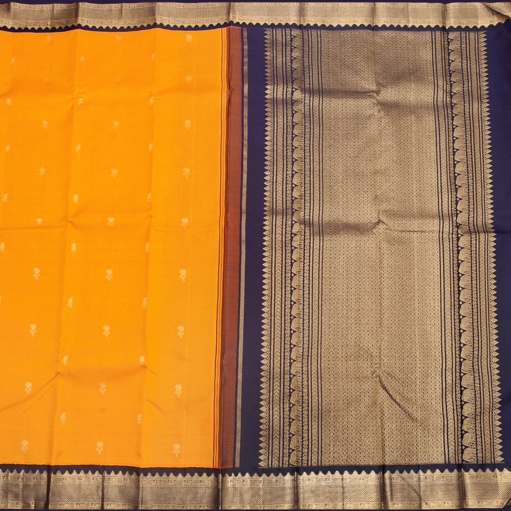 Hayagrivas Handloom Mambazham Orange Kanjivaram Silk Saree with Navy Blue Border KBF246E2-5