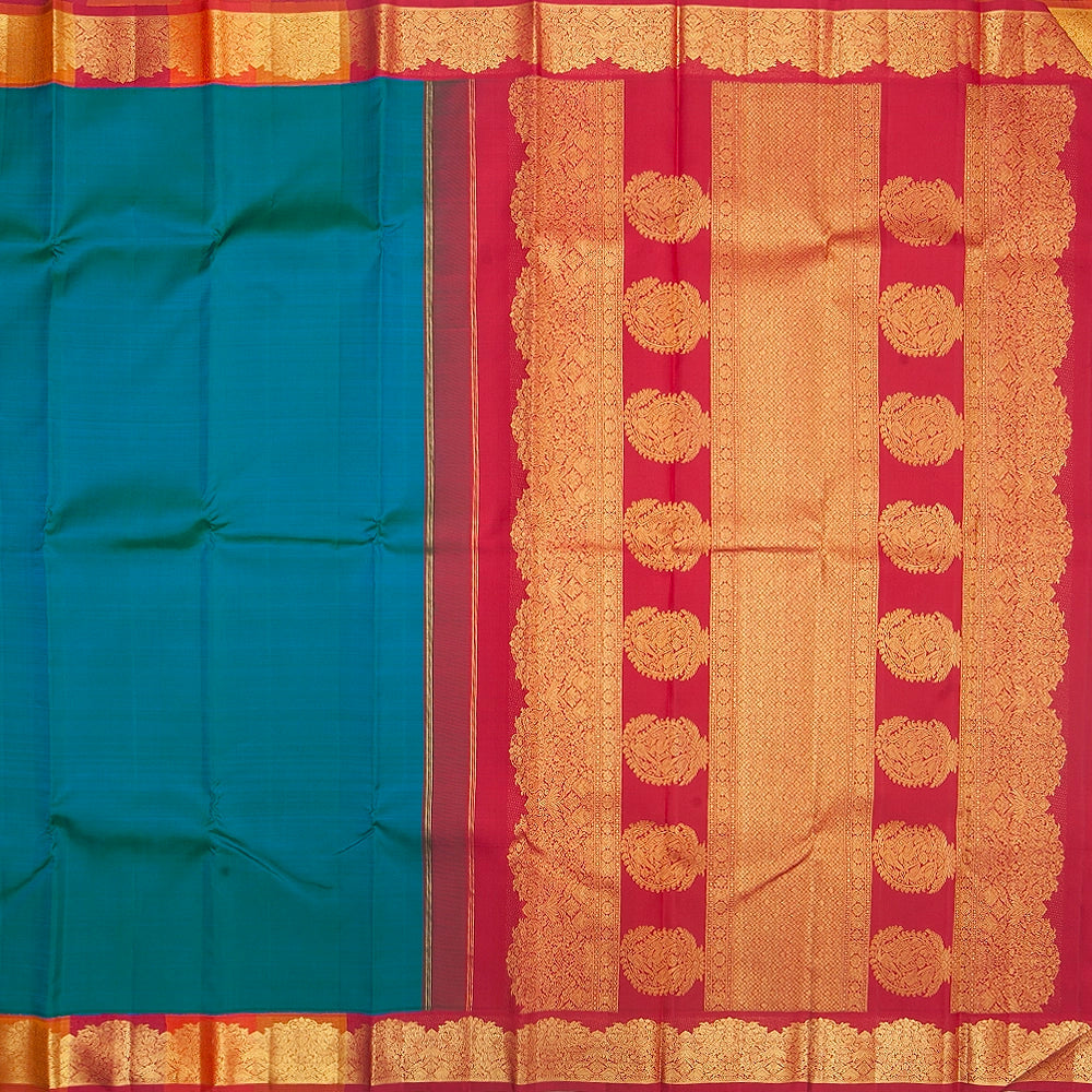 Hayagrivas Handloom Mayilkazhuthu Kanjivaram Silk Saree with Multicolour Border KBF332E7-1