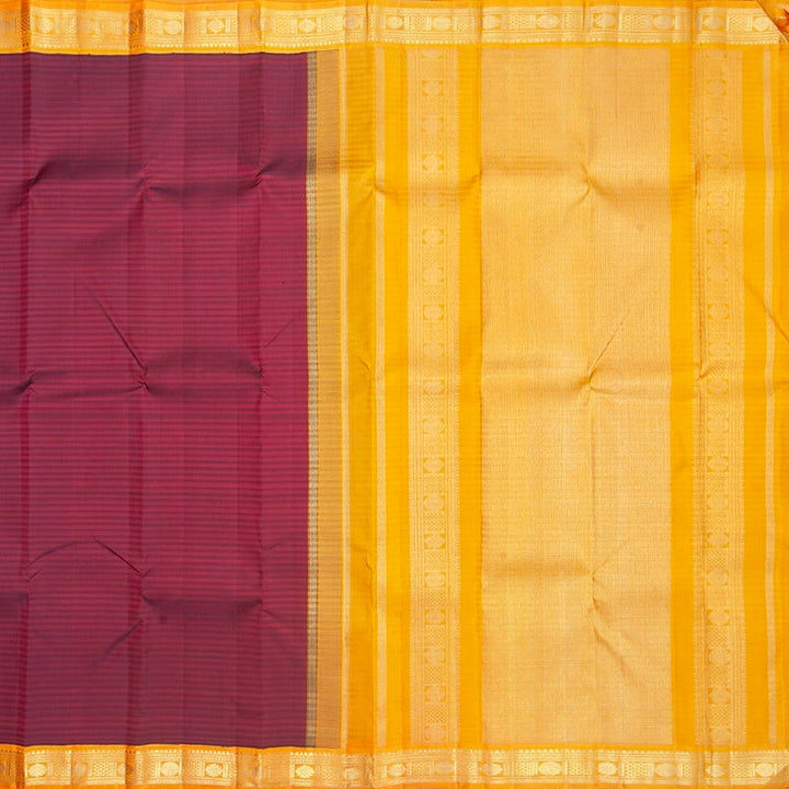 Hayagrivas Handloom Wine Maroon Kanjivaram Silk Saree with Mambazham Orange Border KBF360F7-1