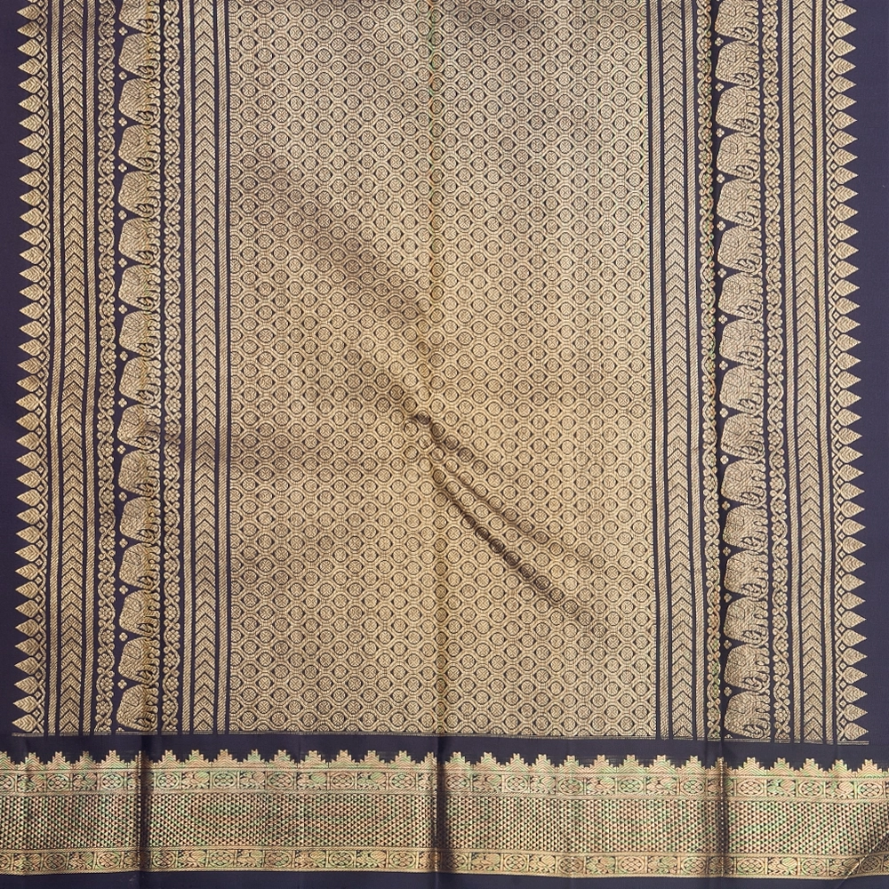 Hayagrivas Handloom Mambazham Orange Kanjivaram Silk Saree with Navy Blue Border KBF246E2-5