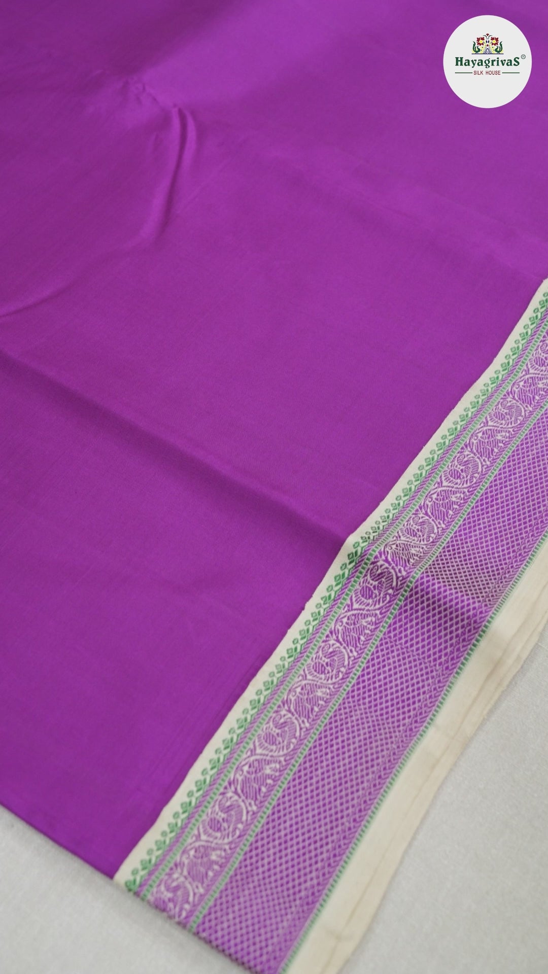 Hayagrivas Purple Handloom Kanjivaram Silk Saree with Beige Border BBD1232K5-1