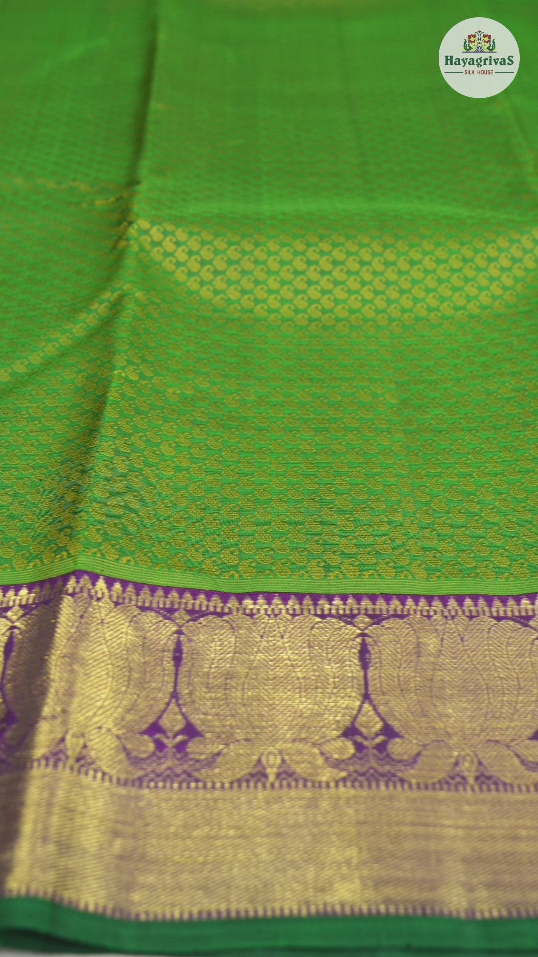 Hayagrivas Handloom Kanjivaram Silk Saree in Elegant Dark Green KBD2006B3-1