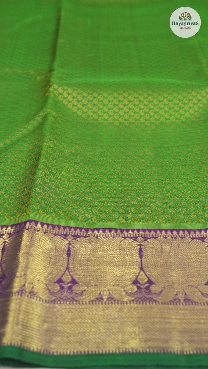 Hayagrivas Handloom Kanjivaram Silk Saree in Elegant Dark Green KBD2006B3-1