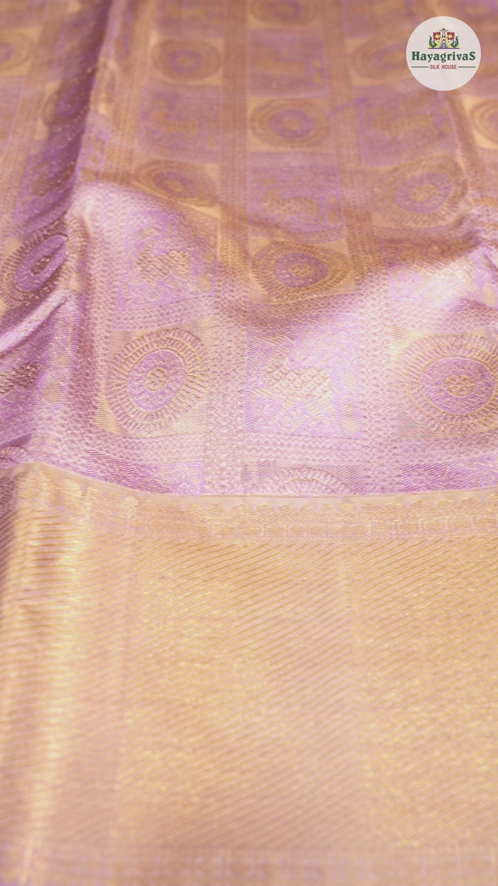 Hayagrivas Handloom Kanjivaram Silk Saree in Ethereal Lilac KBD1692A1-4
