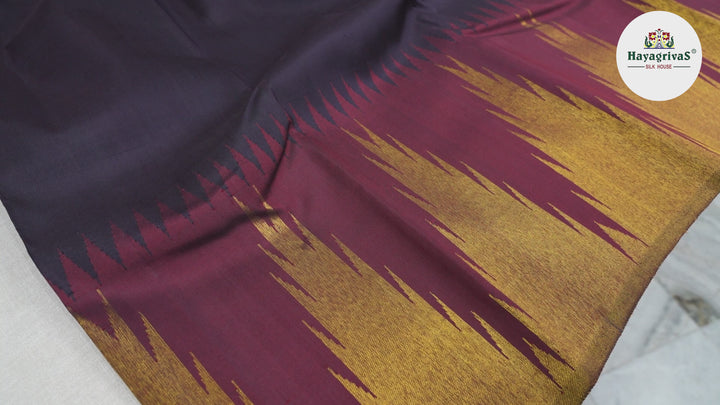 Hayagrivas Plum Purple Handloom Kanjivaram Silk Saree with Dark Maroon Border BBD1153K3-1