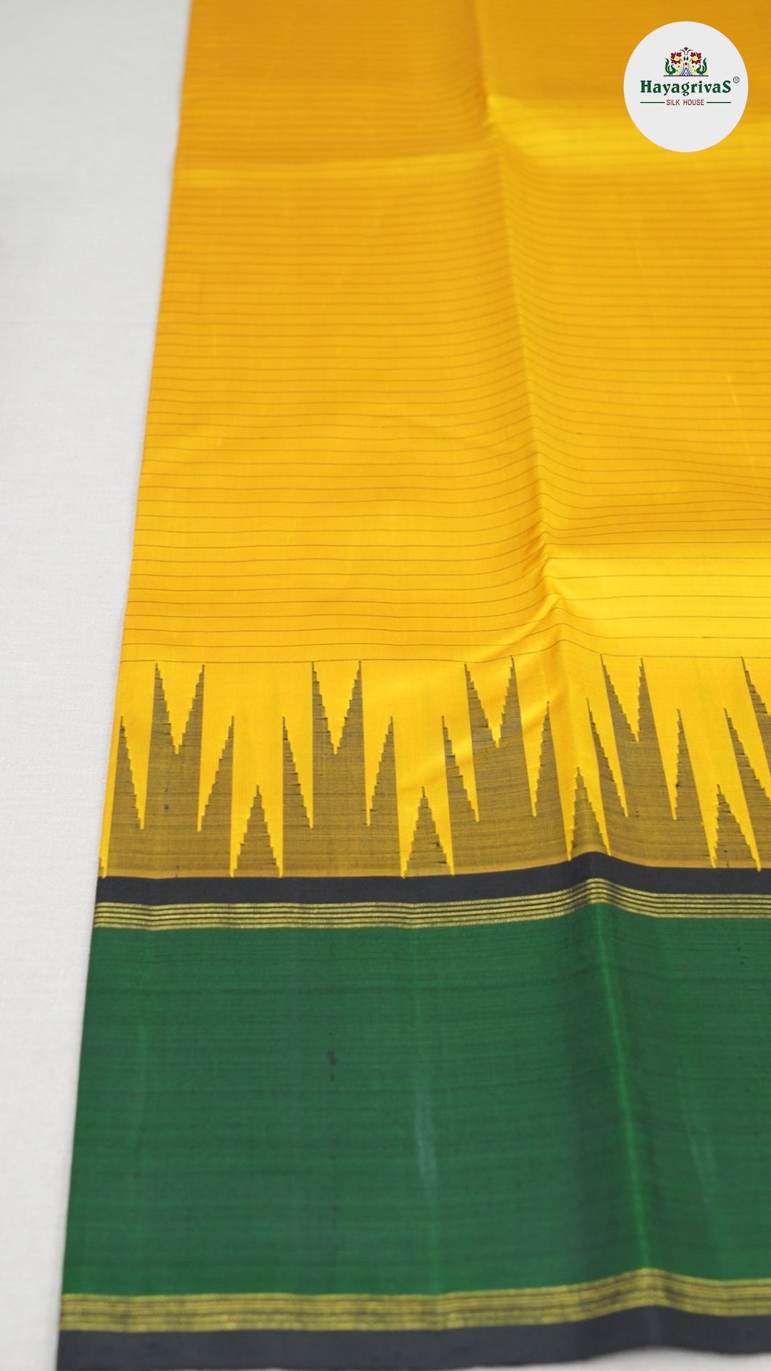 Hayagrivas Yellow Handloom Kanjivaram Silk Saree with Bottle green Border BBD1336L1-2