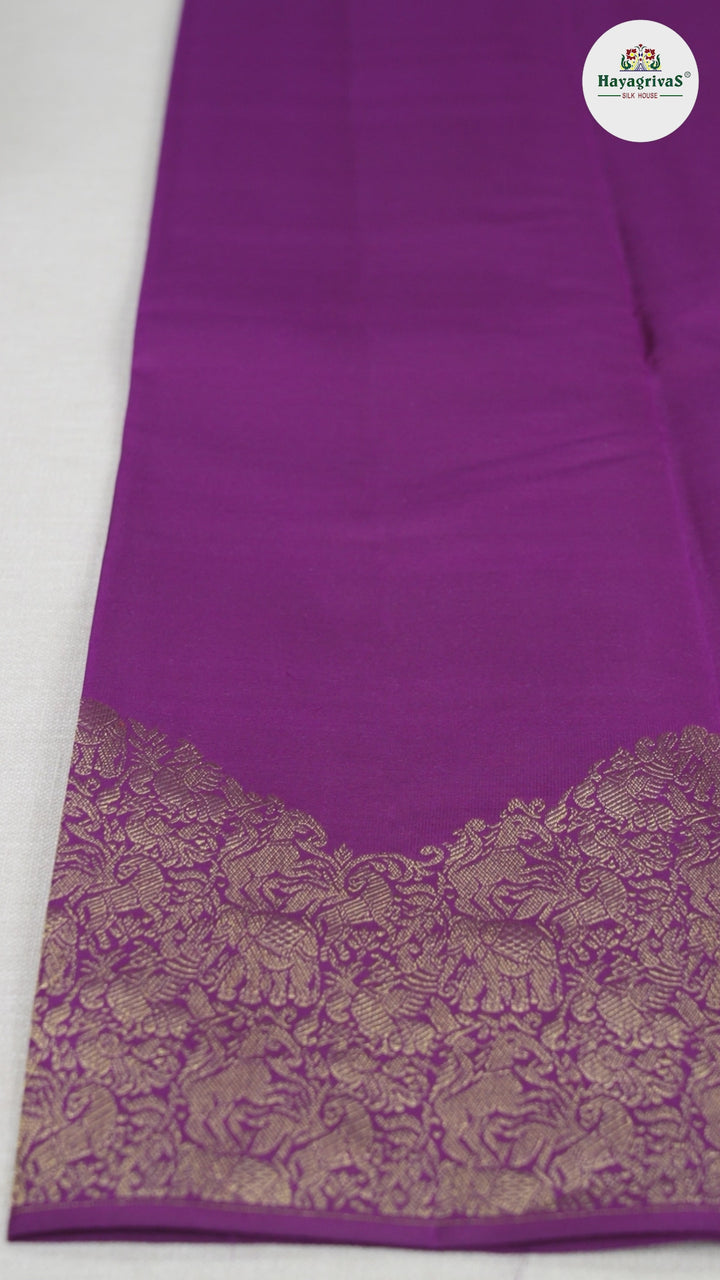 Hayagrivas Purple Handloom Kanjivaram Silk Saree with Purple Turning Border Border BBD1341L12-3