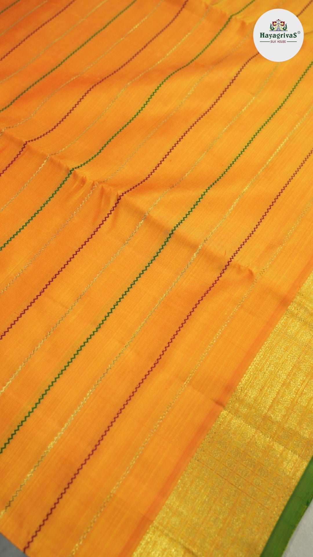 Hayagrivas Mango Yellow Veldhari Handloom Ten Yards Silk Saree BD423-SBS