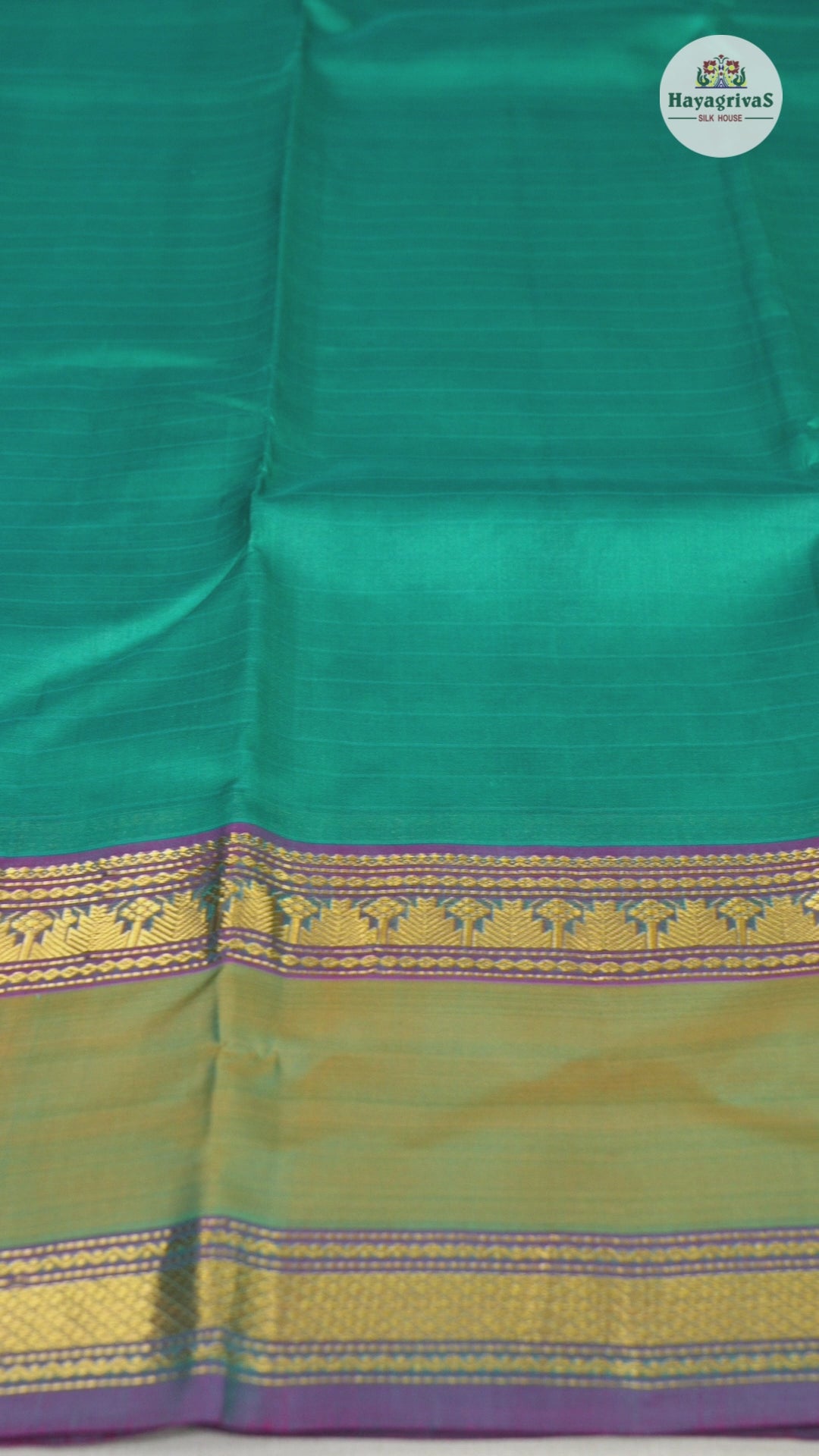 Hayagrivas Teal Green Handloom Kanjivaram Silk Saree with Sampanga Yellow Border-BBD1465L1-11