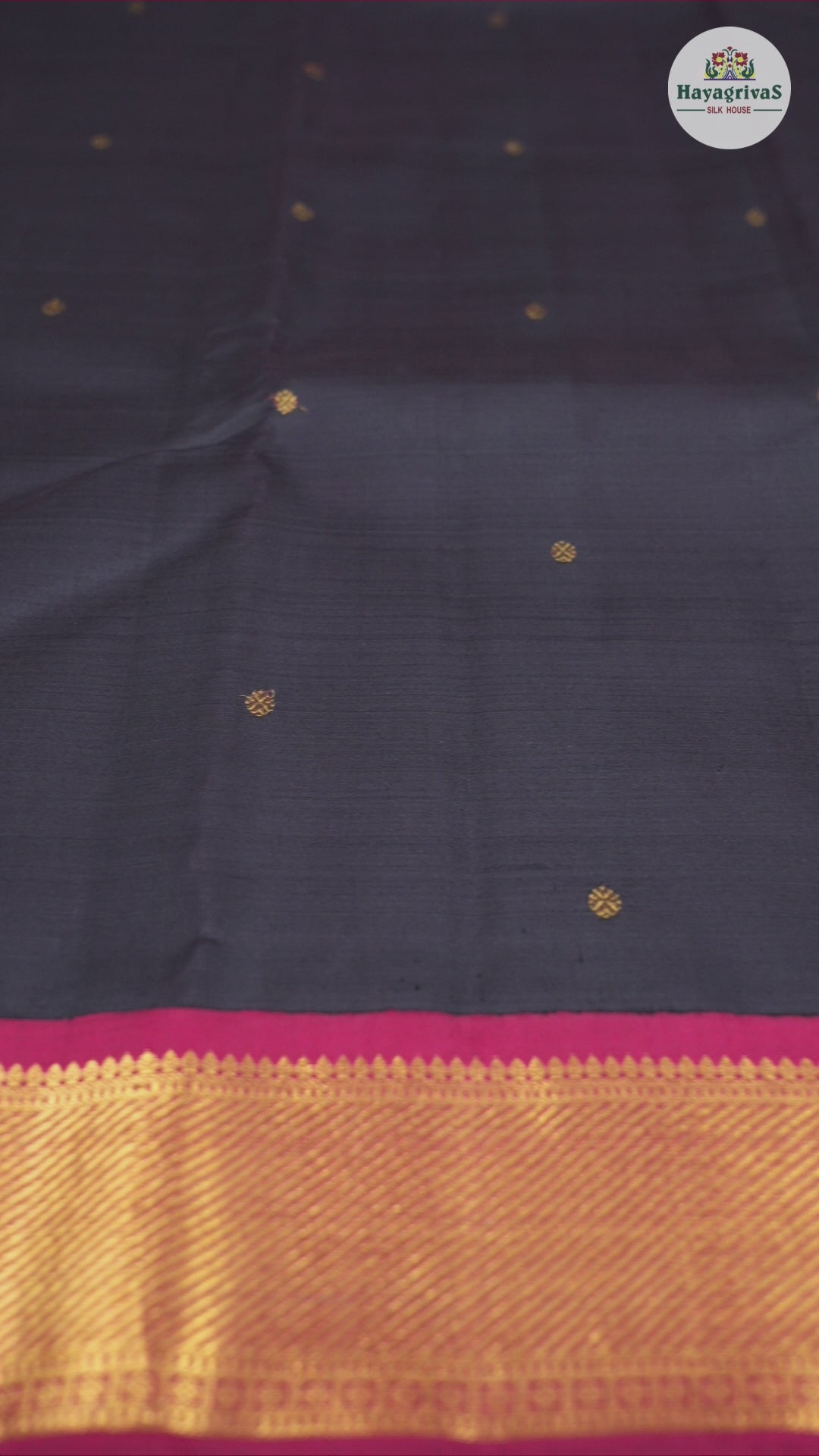 Hayagrivas Black Handloom Kanjivaram Silk Saree with Maroon Border BBD510F11-1