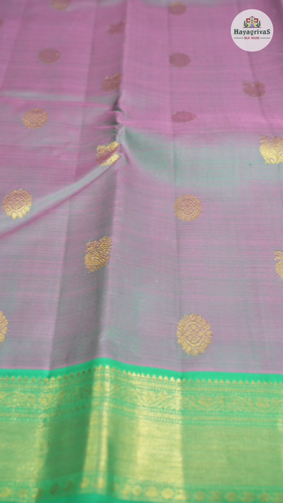 Hayagrivas Handloom Kanjivaram Silk Saree in Dusky Duet Sea Blue With Pink KBD1607A1-7