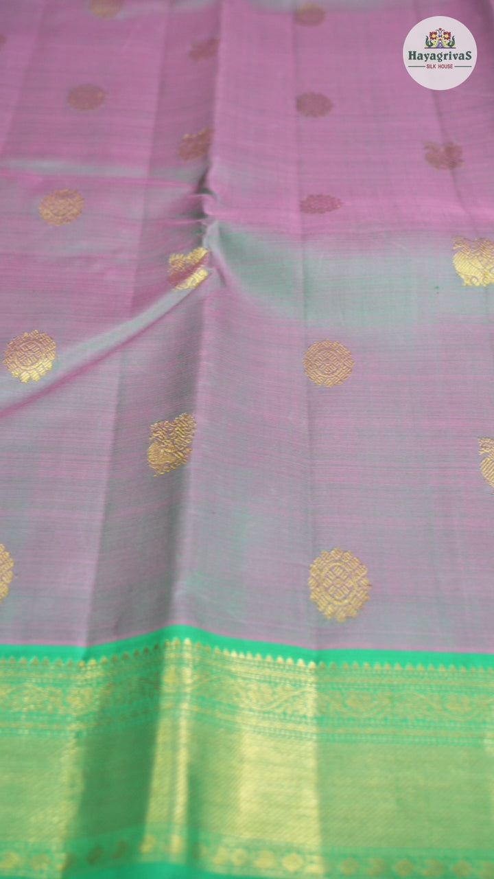 Hayagrivas Handloom Kanjivaram Silk Saree in Dusky Duet Sea Blue With Pink KBD1607A1-7