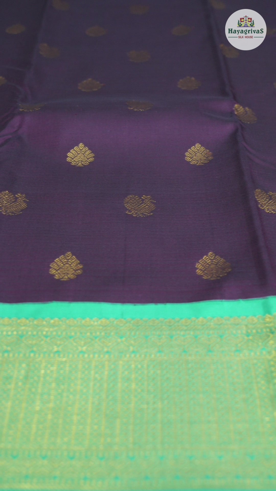 Hayagrivas Plum Purple Handloom Kanjivaram Silk Saree with Sea Blue Border KBD1833B8-2