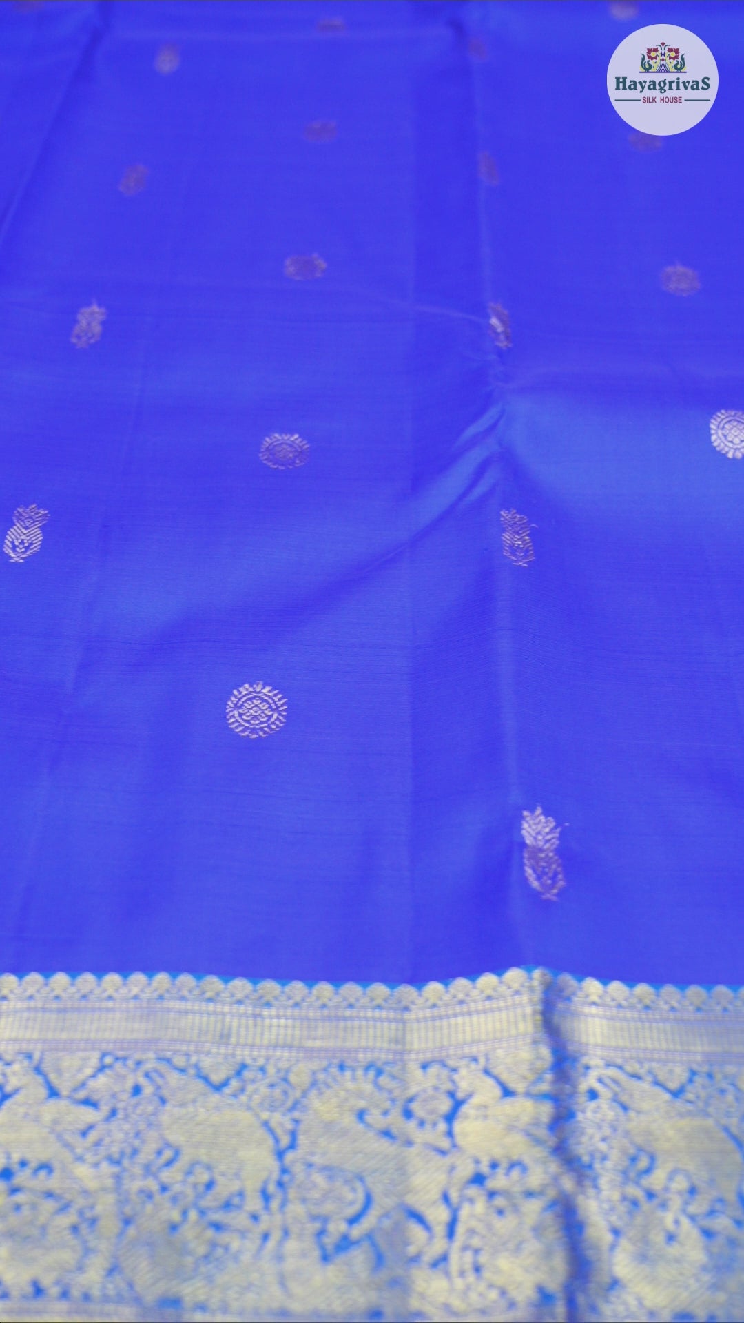 Hayagrivas Handloom Kanjivaram Silk Saree in Dazzling Blue KBD1921B7-10