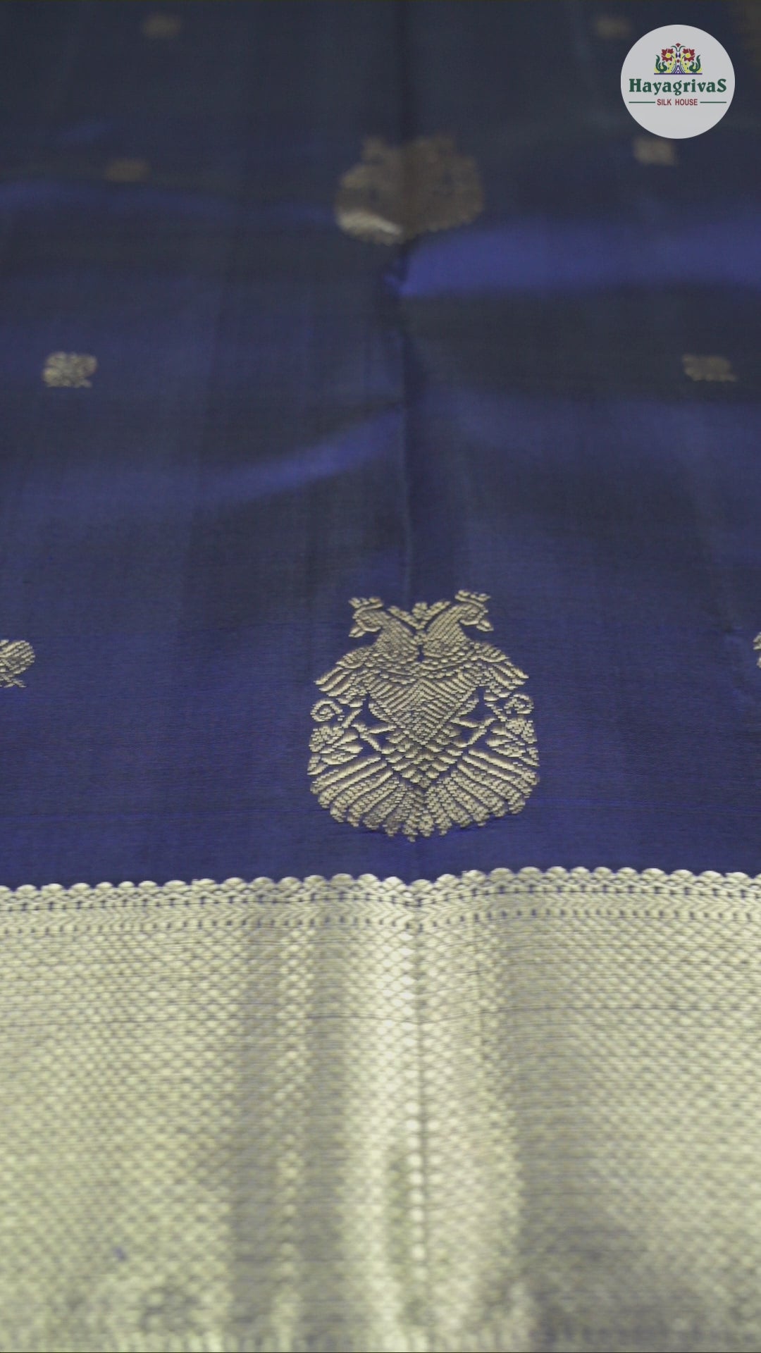 Hayagrivas Handloom Kanjivaram Silk Saree in Opulent Dark Blue KBD1921B7-14