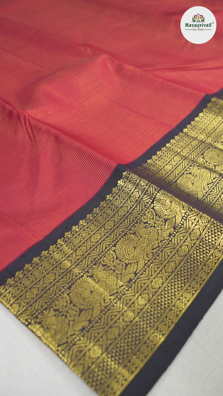 Hayagrivas Red Handloom Vairaoosi Kanjivaram Silk Saree with Black Border BBD1187K8-1