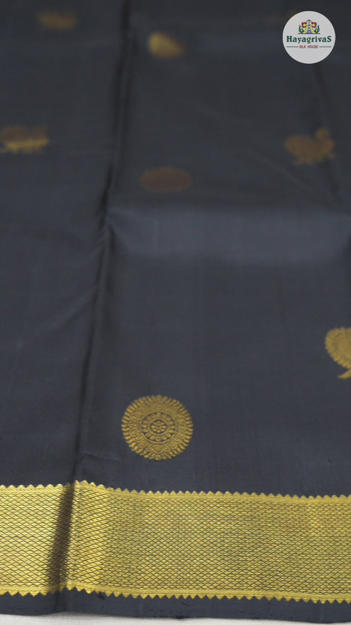 Hayagrivas Stunning Black Handloom Kanjivaram Silk Saree BBD510F3-3