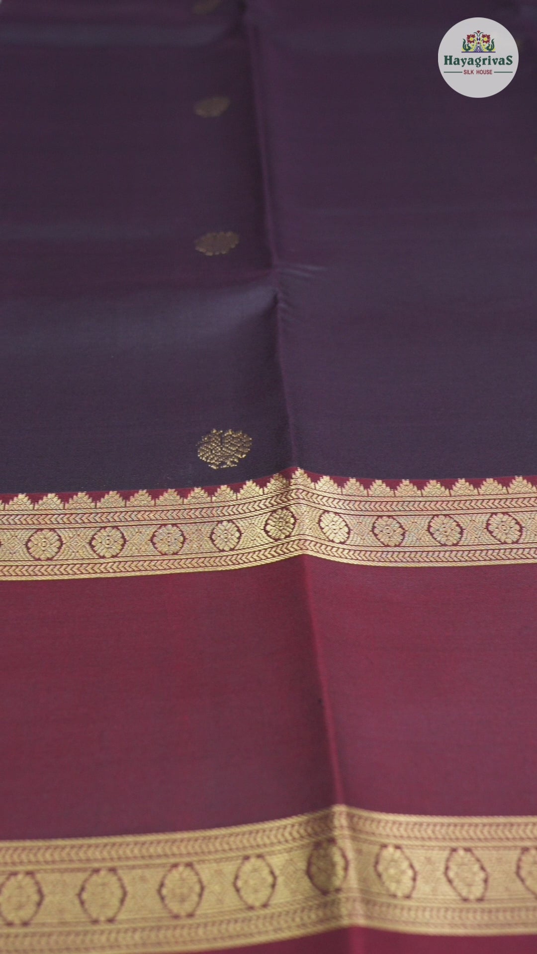 Hayagrivas Plum Purple Handloom Kanjivaram Silk Saree with Wine Maroon Border KBD1763A2-5