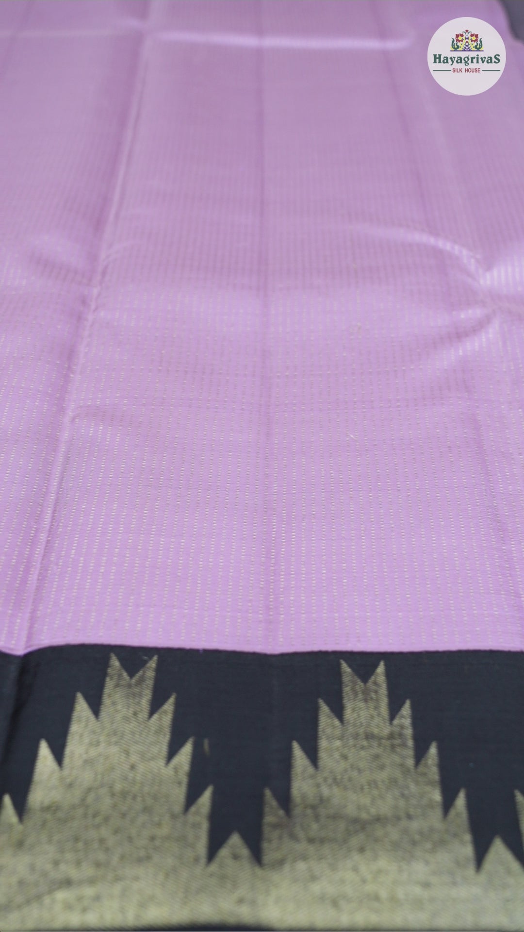 Hayagrivas Lavender Handloom Kanjivaram Silk Saree with Black Border KBD1968B8-2