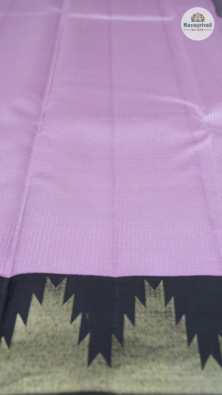Hayagrivas Lavender Handloom Kanjivaram Silk Saree with Black Border KBD1968B8-2