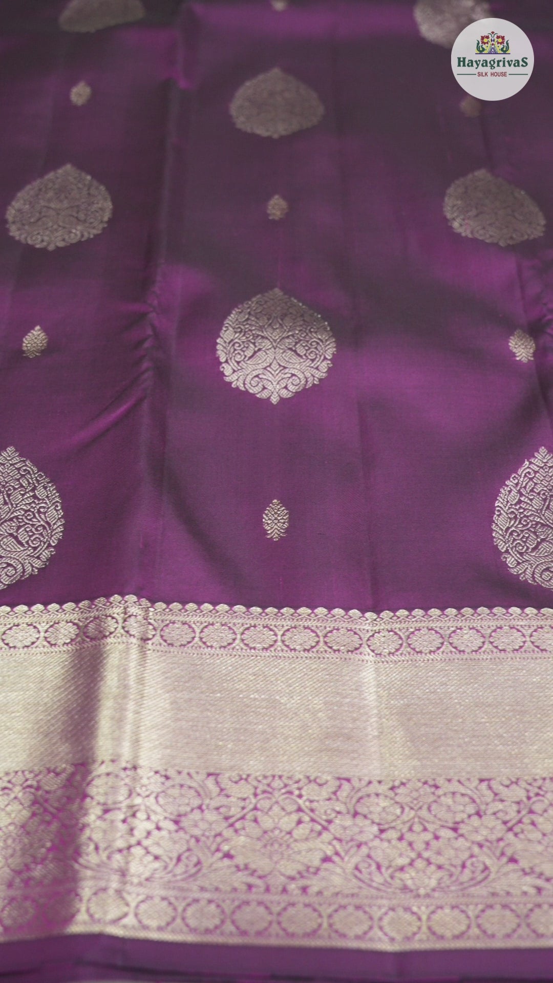 Hayagrivas Dark Purple Handloom Kanjivaram Silk Saree KBD1690A1-1