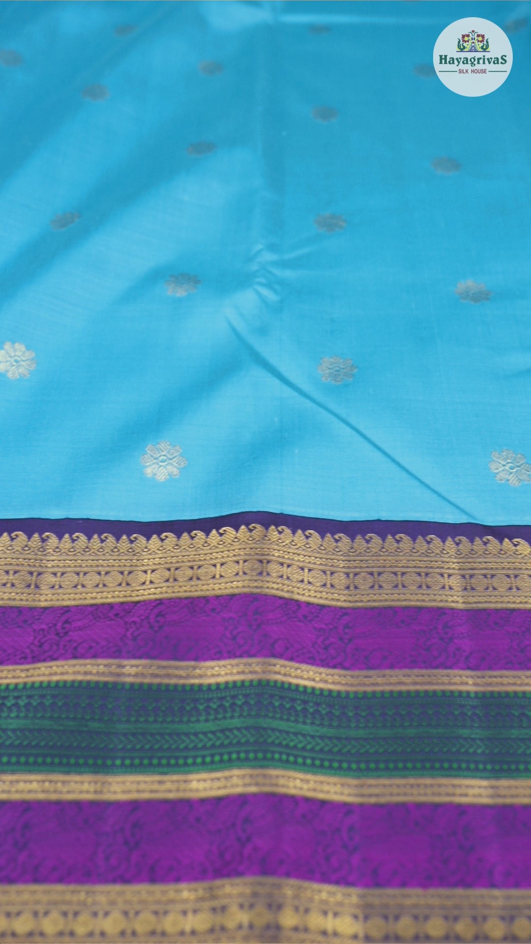 Hayagrivas Handloom Kanjivaram Silk Saree in Tranquil Sky Blue KBD1842B2-1