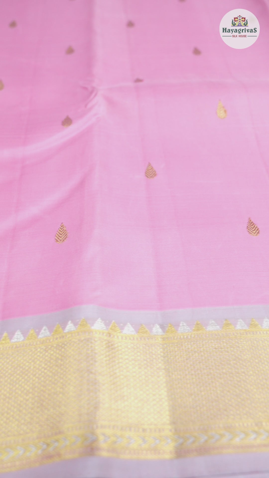 Hayagrivas Rose Pink Handloom Kanjivaram Silk Saree with Silver Grey Border BBD1322L1-1