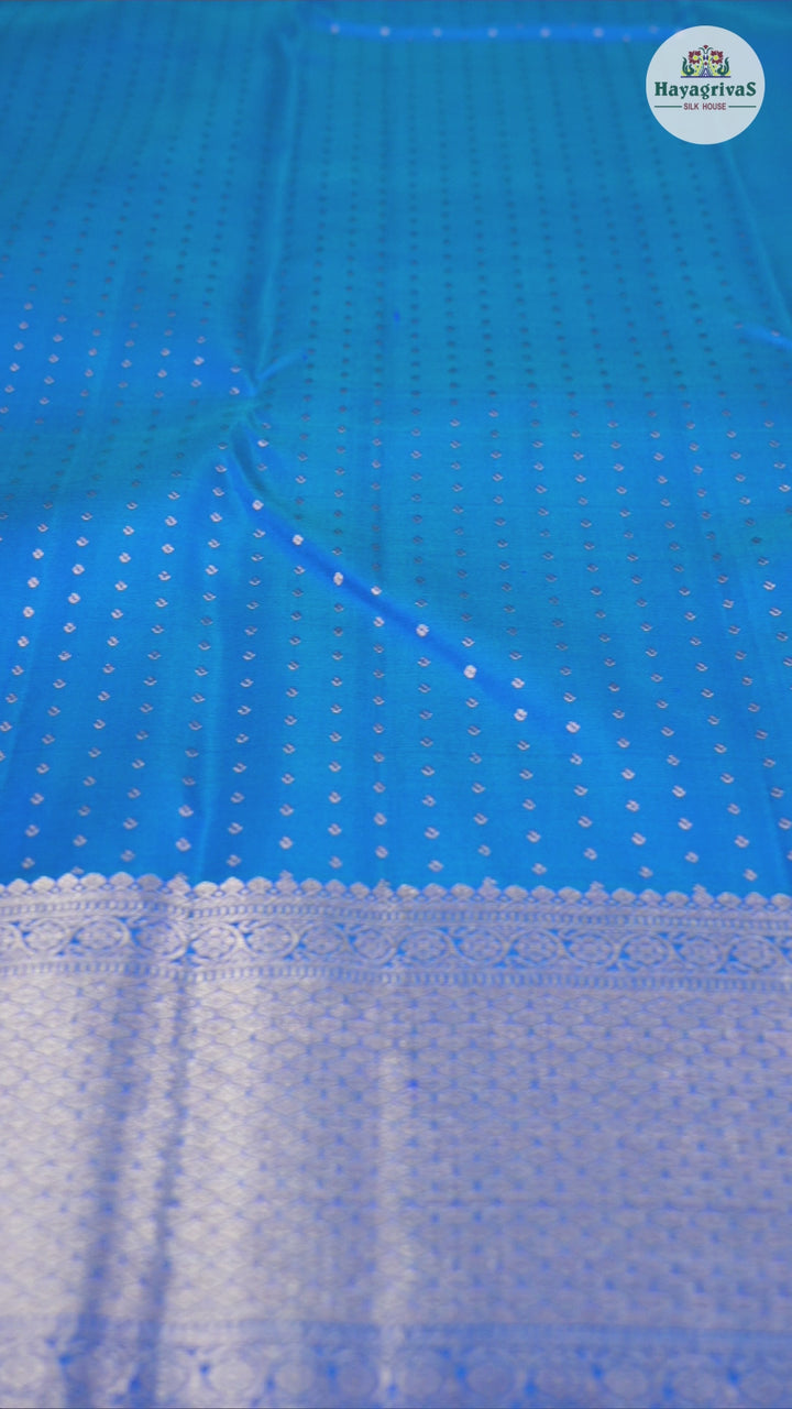 Hayagrivas Handloom Kanjivaram Silk Saree in Enchanting Peacock Blue KBD1873B2-1