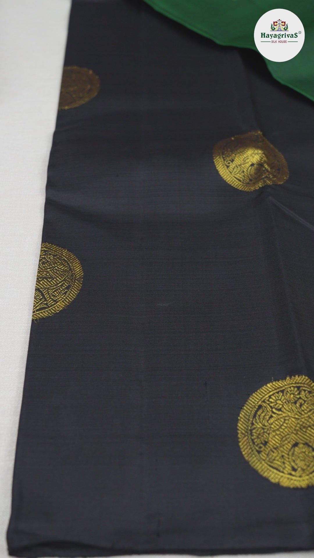 Hayagrivas Black And Bottle Green Handloom Kanjivaram Silk Saree BBD18D3-2