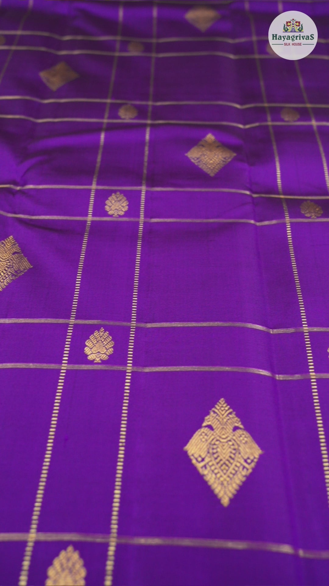 Hayagrivas Handloom Kanjivaram Silk Saree in Luxurious Purple KBD1846B3-4
