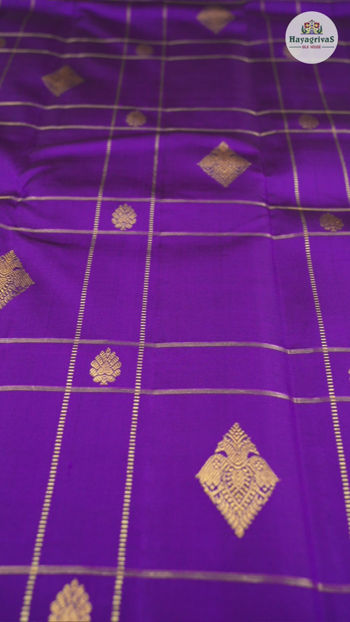 Hayagrivas Handloom Kanjivaram Silk Saree in Luxurious Purple KBD1846B3-4