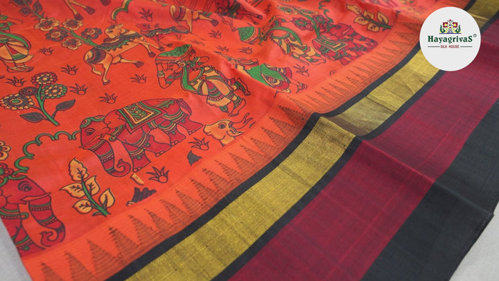 Hayagrivas Handloom Printed Silk Cotton Saree SWBD692K5-9