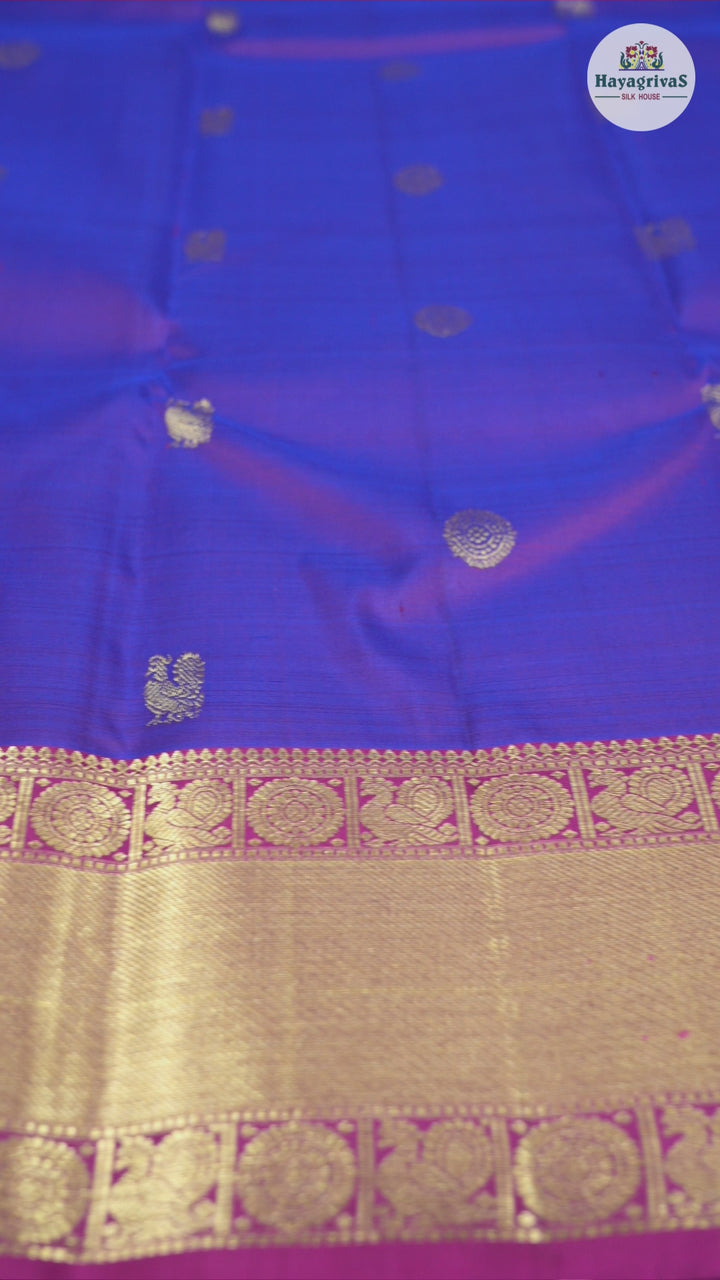 Hayagrivas Purple Handloom Kanjivaram Silk Saree with Pink Border KBD1921B7-8