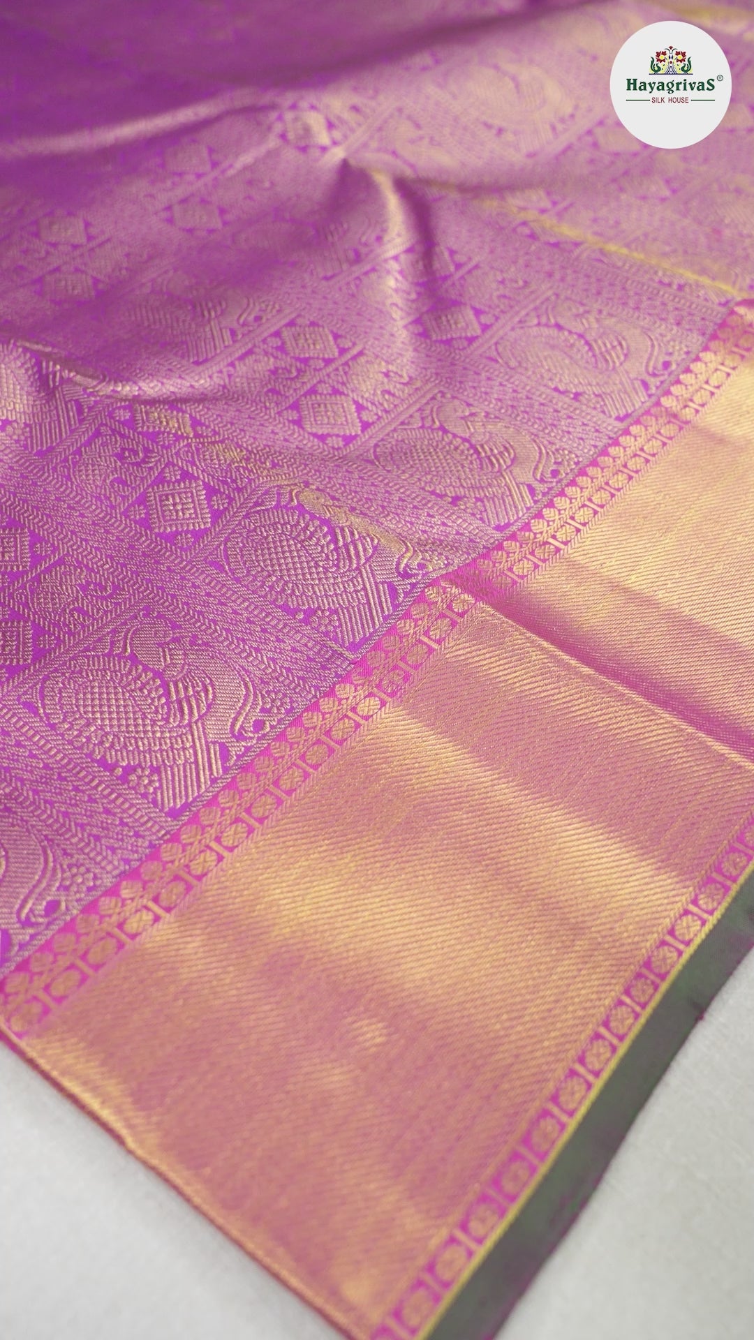 Hayagrivas Purple Handloom Kanjivaram Silk Saree with Pink Border BBD1227K1-1