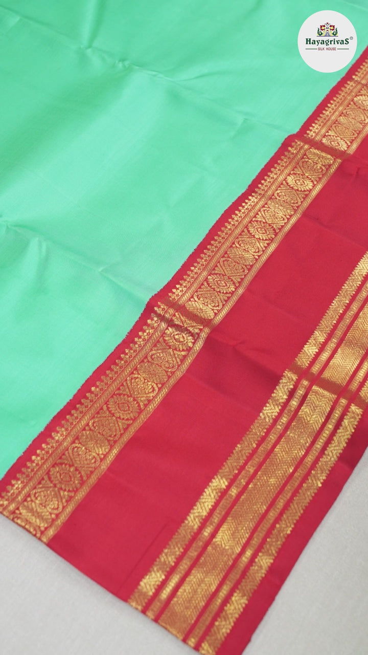 Hayagrivas Sea Blue Handloom Kanjivaram Silk Saree with Red Border BD462-SBS