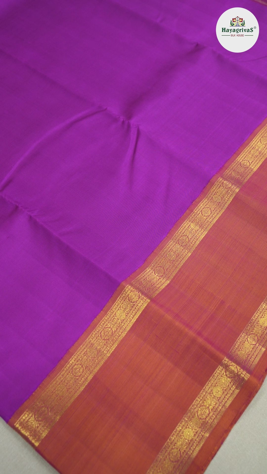 Hayagrivas Purple Handloom Retta Pet Kanjivaram Silk Saree with Dual Tone (Yellow With Pink) Border BBD1189K1-3