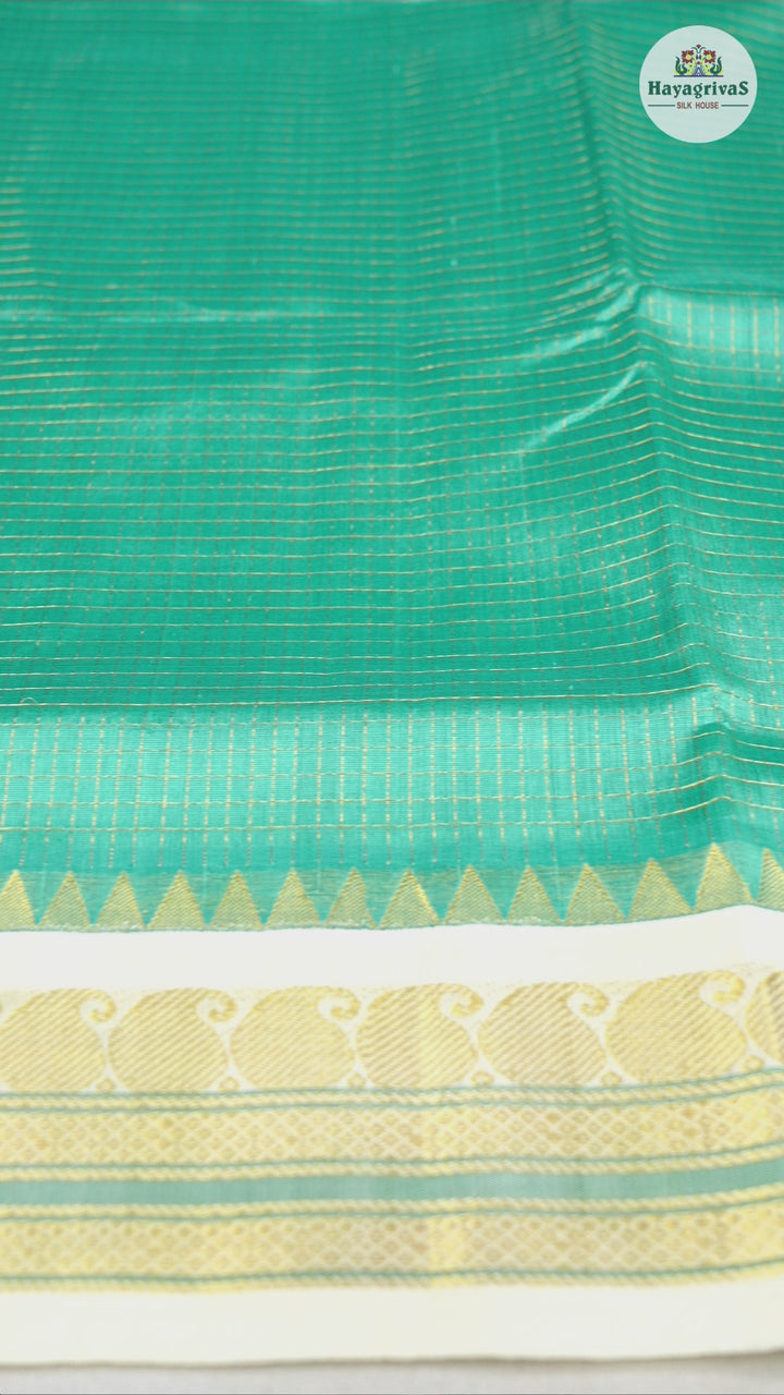 Hayagrivas Handloom Korvai Silk Cotton Saree in Mesmerizing Sea Green KBD2065C14-8