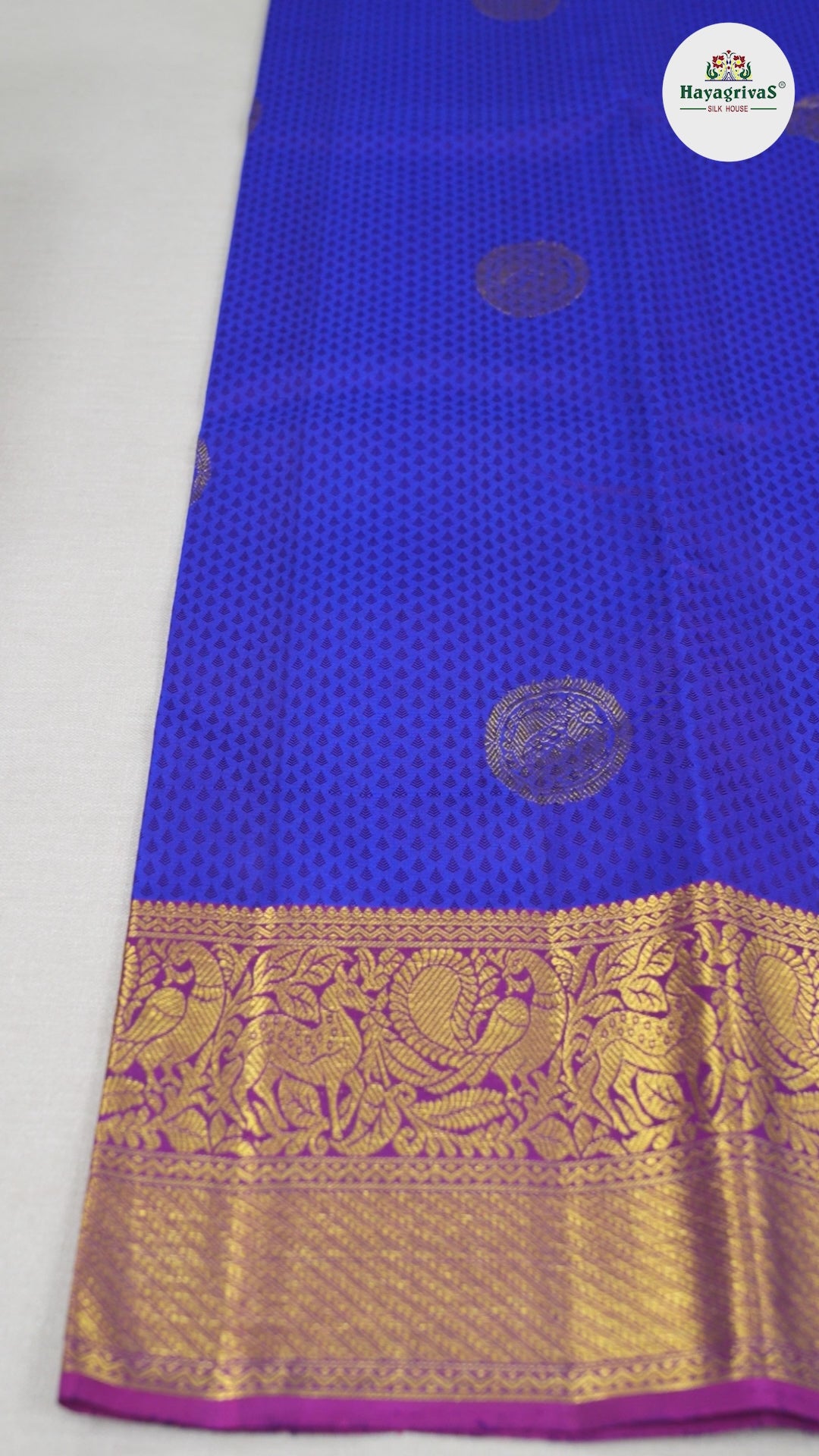 Hayagrivas Blue Handloom Kanjivaram Silk Saree with Purple Border BBD991J2-8